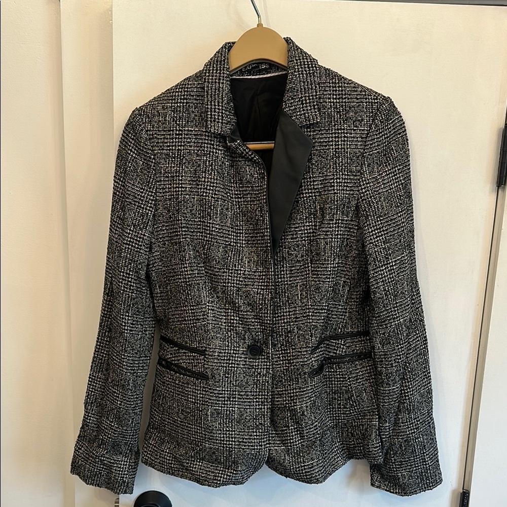 Express Black and White Blazer with Tailored Fit